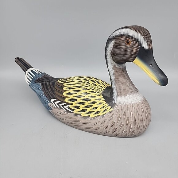 Vintage Wooden Hand Painted Duck Sigris Disseny Brand From Spain 10x6" - Picture 1 of 5